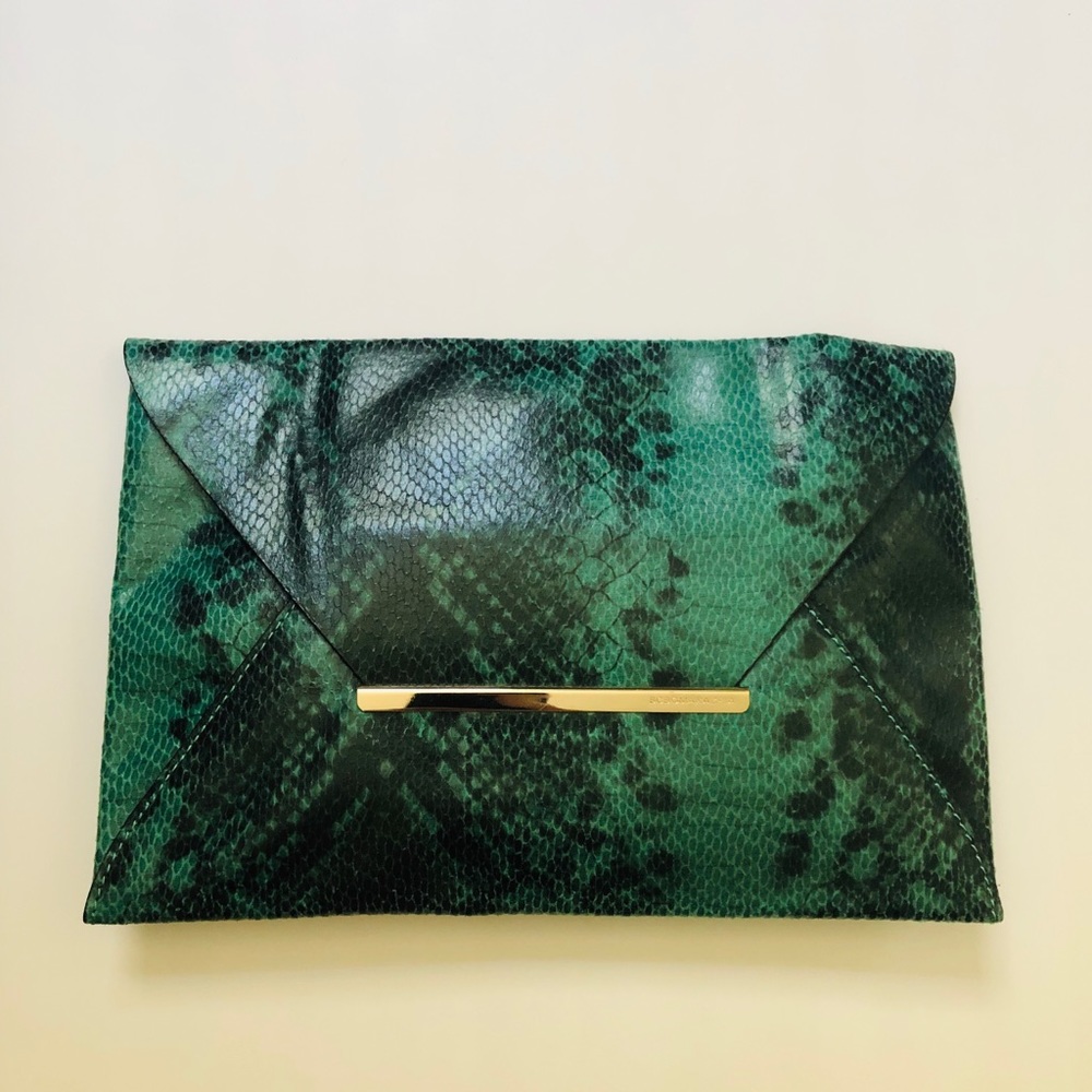 BCBG Maxazria Snake Embossed Envelope Clutch